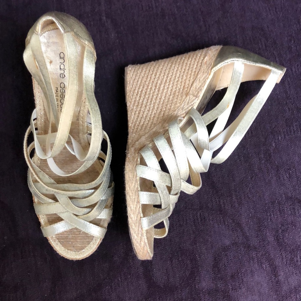 Andre Assous metallic wedge sandal